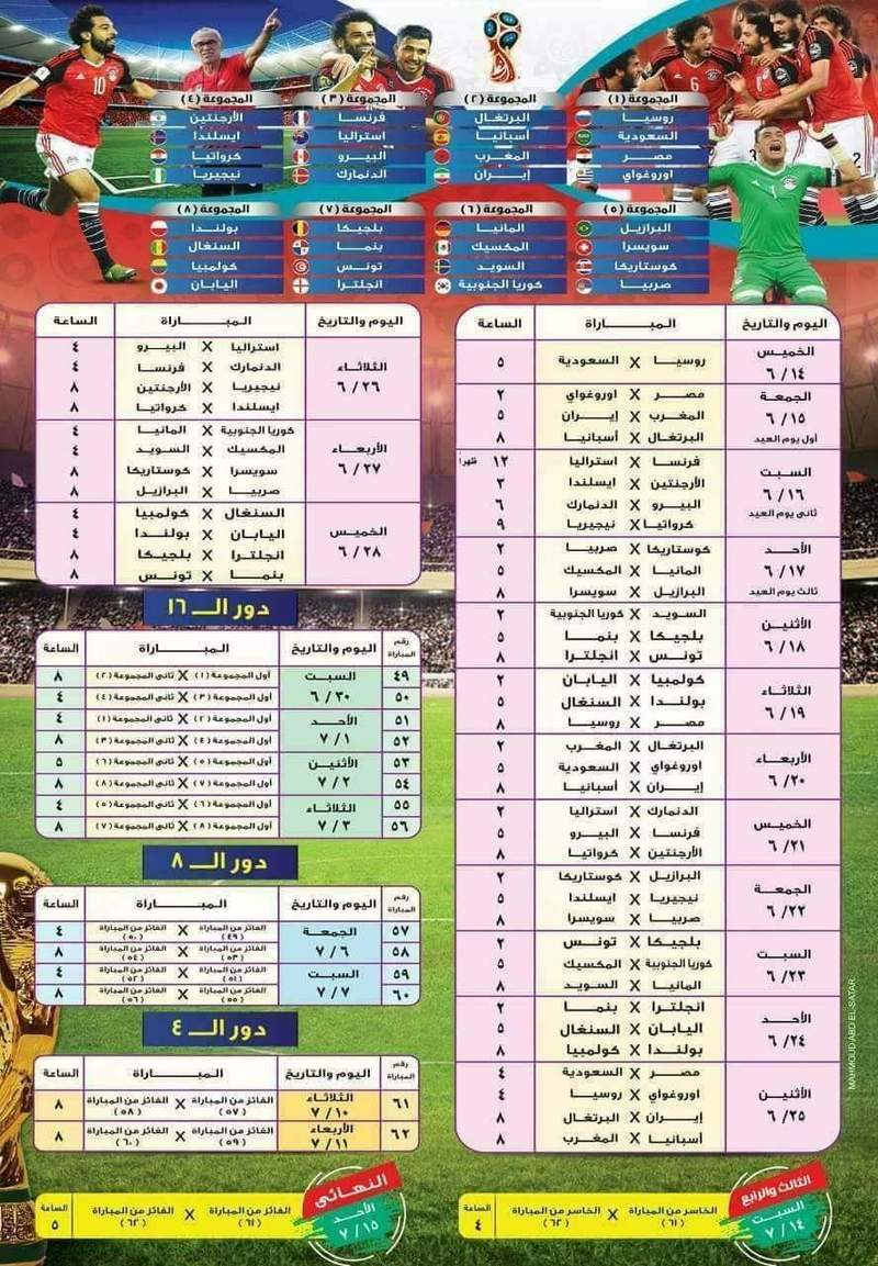 جدول مباريات كأس العالم روسيا 2018 منتديات درر العراق